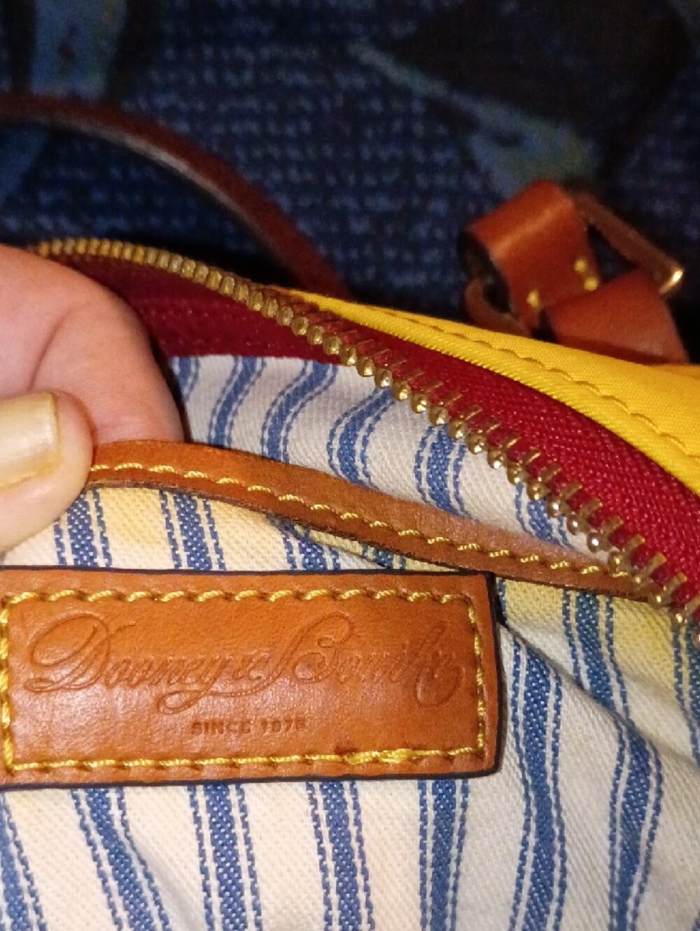 Dooney & Bourke Yellow Tote with Brown Leather Accents - Picture 10 of 12